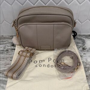 Pom Pom London Taupe Crossbody Bag